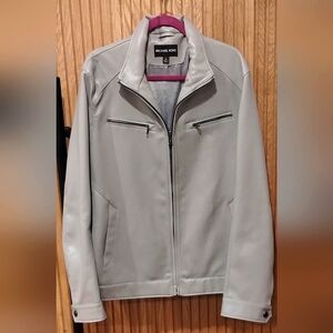 🔥NEW🔥~ Michael Kors - Perforated Faux Leather Moto Jacket -Size L-Color(Bone)